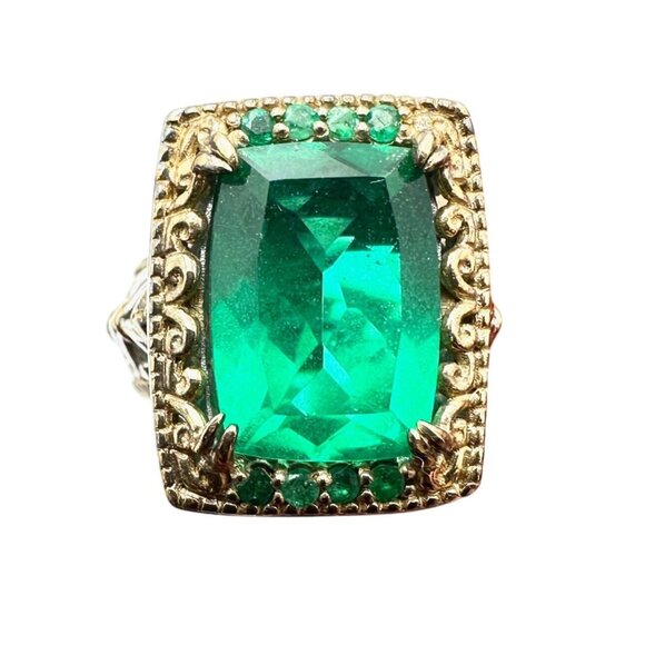 Michael Valitutti Ring Green Gemstone Sterling Silver Gold Size 6 - Picture 1 of 4